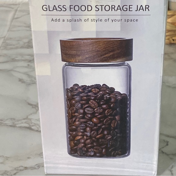 Glass Food Storage Jar With Bamboo Lid 10 oz included labels and marker airtight - Picture 2 of 5
